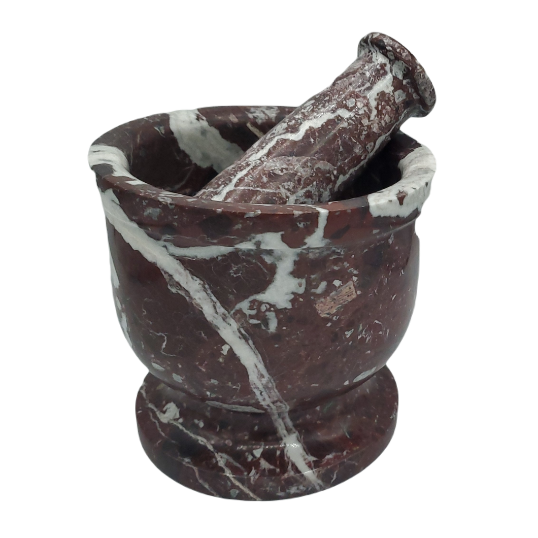 Red Zebra Onyx Mortar and Pestle 6 inch