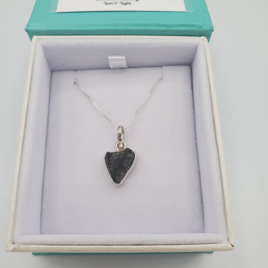 Triangular Moldavite Sterling Pendant Necklace