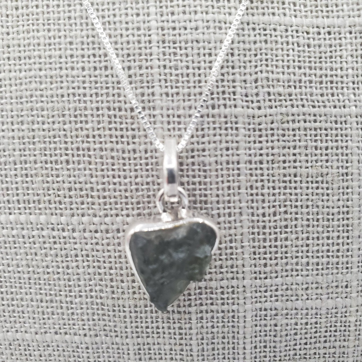Triangular Moldavite Sterling Pendant Necklace