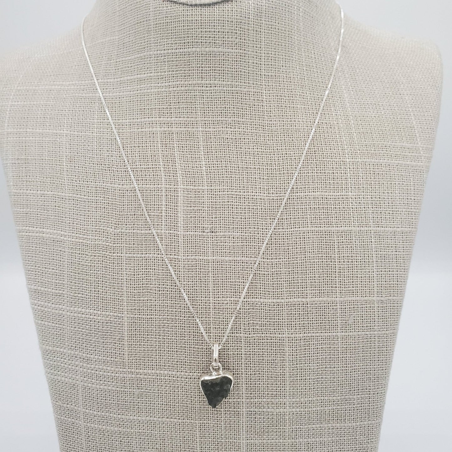 Triangular Moldavite Sterling Pendant Necklace