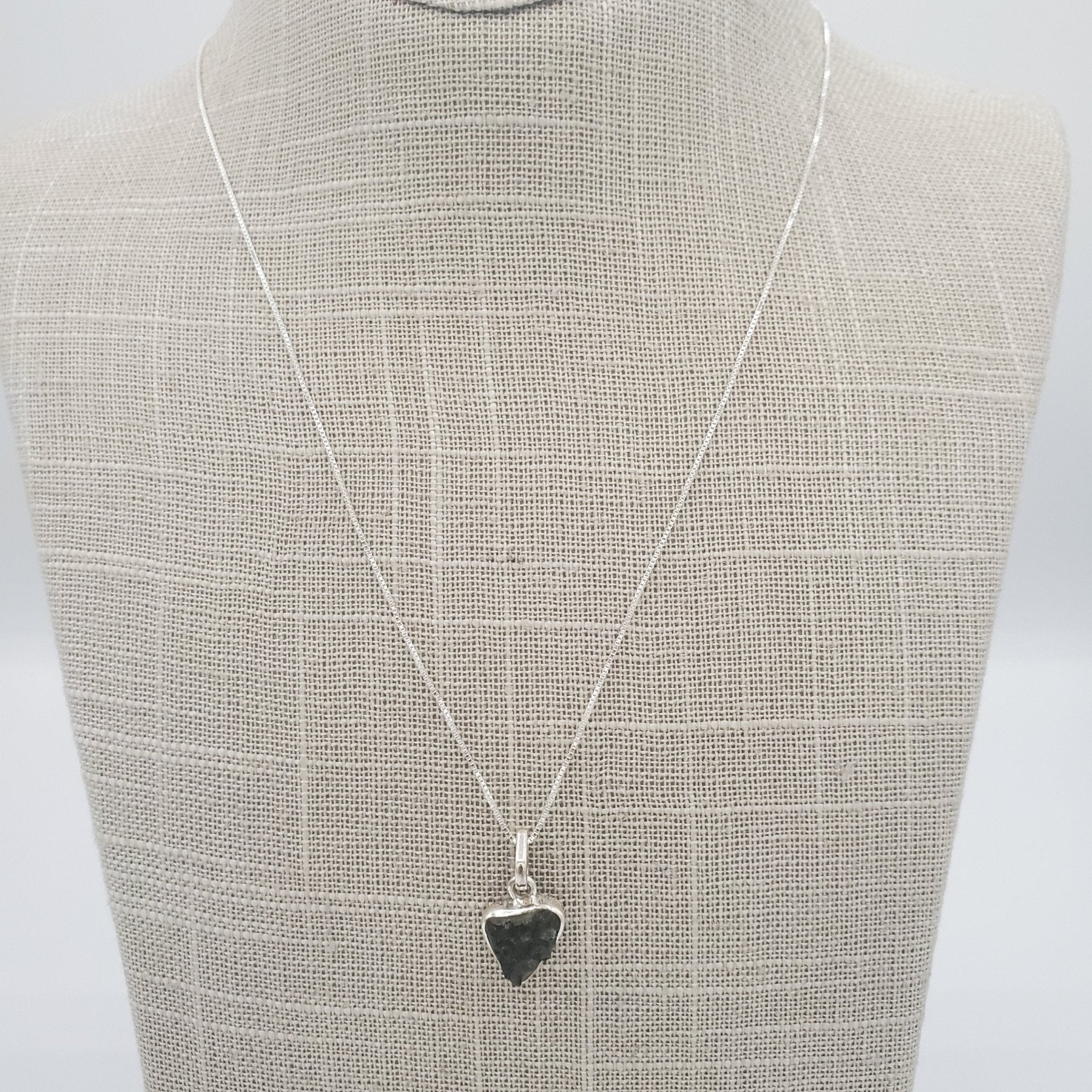 Triangular Moldavite Sterling Pendant Necklace