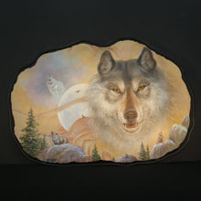 Load image into Gallery viewer, Wolf Sandstone Painting Black Wire Frame
